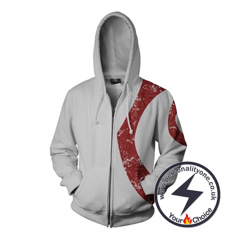 God of War Kratos Zip Up Hoodie WHITE Jacket